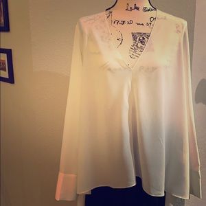 Rachel Roy White Hi-low V-neck Blouse XXL